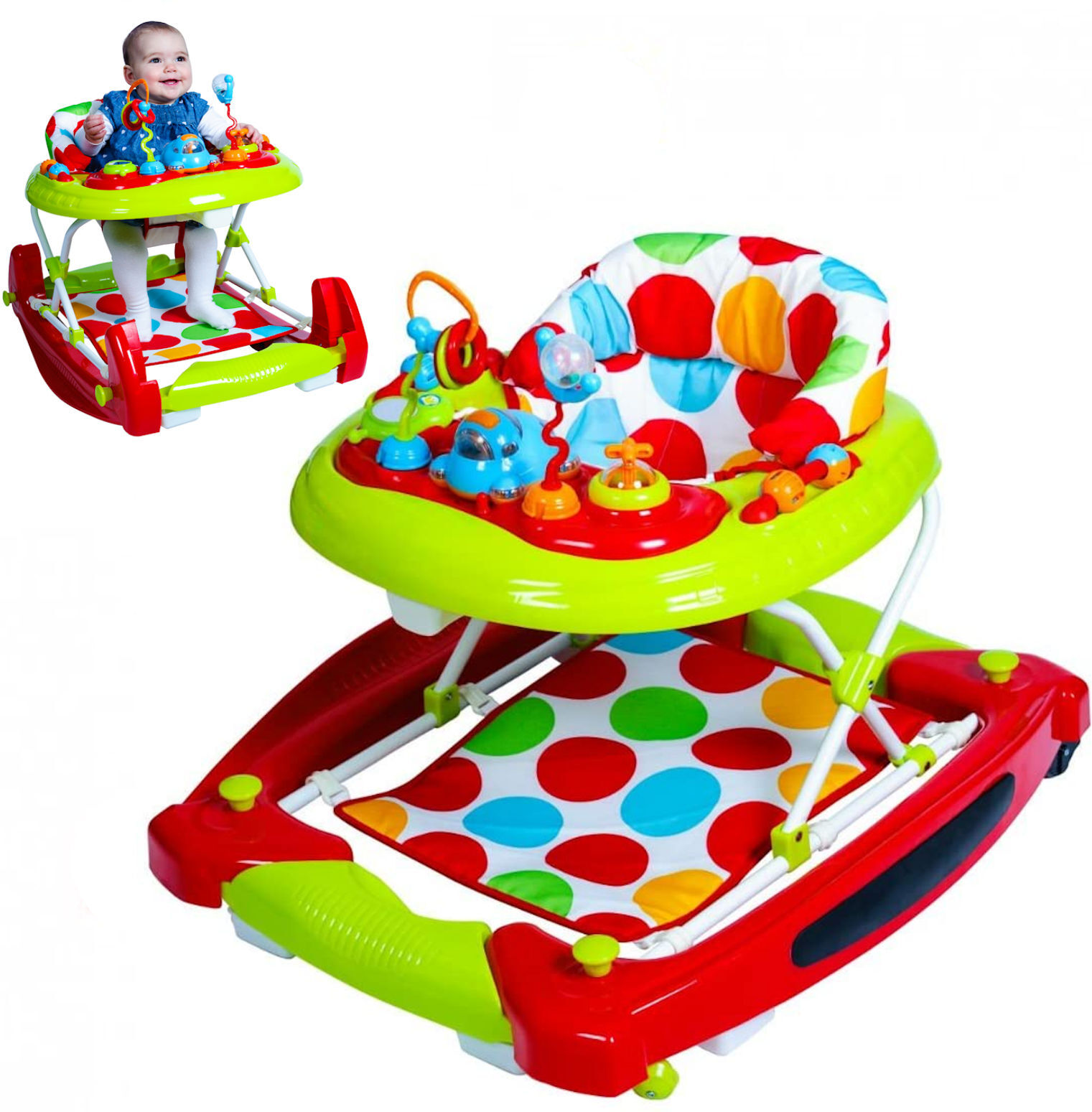 Red Kite Go Round Twist Baby Walker / Rocker with Activity Centre - Spots