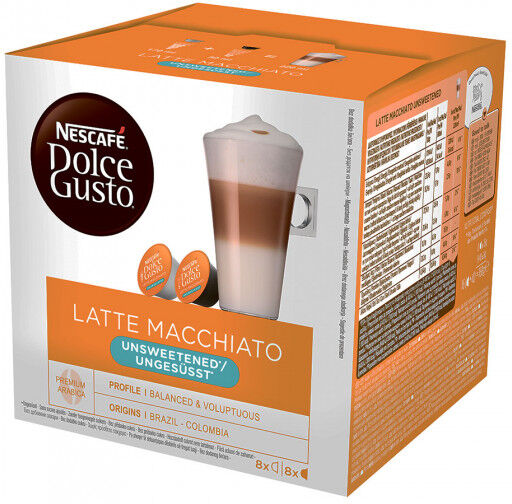 NESCAFÉ® Dolce Gusto® Coffee capsules NESCAFÉ Dolce Gusto "Latte Macchiato Unsweetened", without sugar, 16 pcs. NESCAFÉ® Dolce Gusto® Coffee capsules NESCAFÉ Dolce Gusto "Latte Macchiato Unsweetened", without sugar, 16 pcs.