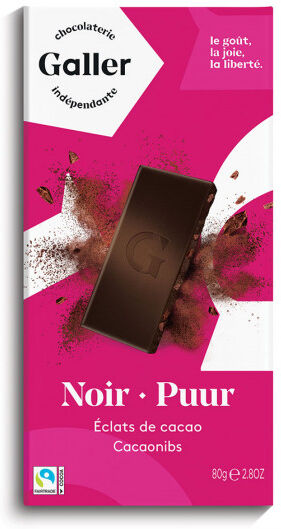 Galler Chocolate tablet Galler "Dark Cocoa Nibs", 80 g Galler Chocolate tablet Galler "Dark Cocoa Nibs", 80 g