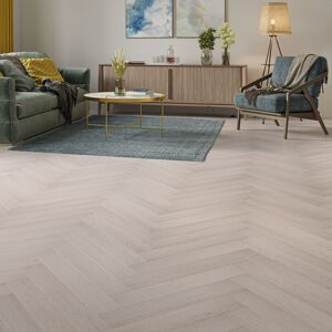 Luxury Flooring 18.99m² - Light Grey Ritz 8mm Tower Oak Herringbone Laminate Flooring - Water Resistant Luxury Flooring 18.99m² - Light Grey Ritz 8mm Tower Oak Herringbone Laminate Flooring - Water Resistant