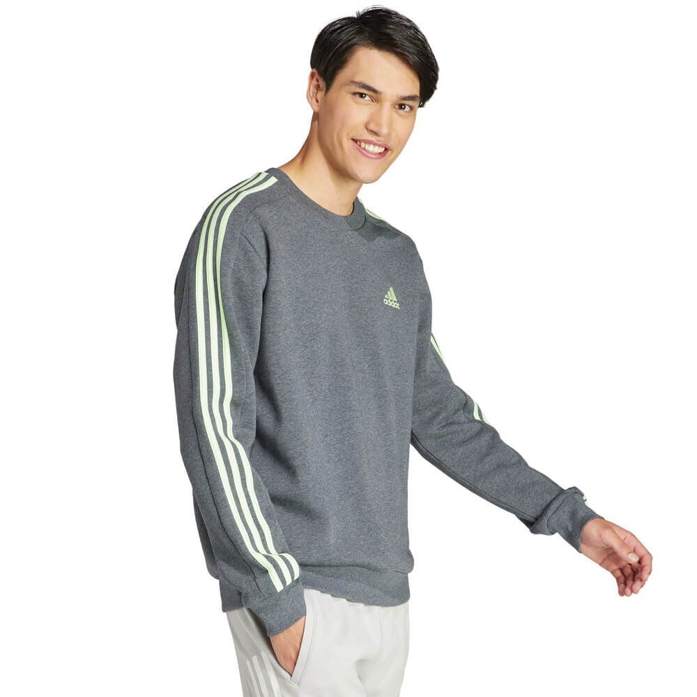 adidas Sportswear Mens 3-Stripes Fleece Sweater - Charcoal - L