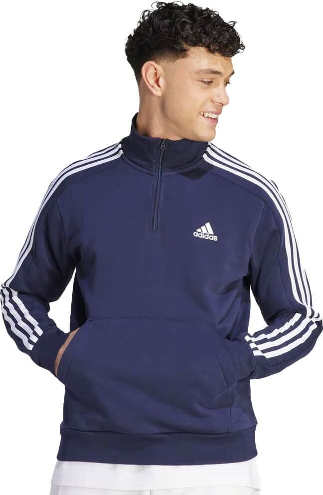 adidas Sportswear Mens Fleece 3-Stripes 1/4-Zip Sweatshirt - Legend Ink - L