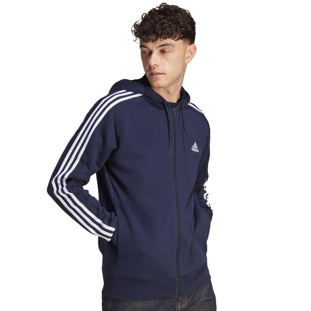 adidas Sportswear Mens 3-Stripes Full Zip Hoodie - Legend Ink - XS