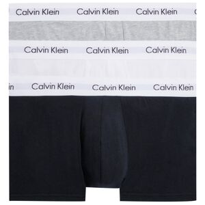 Calvin Klein Mens Cotton Stretch 3-Pack Low Rise Trunks - Black/White/Grey - S