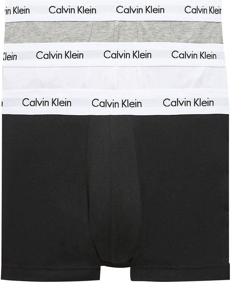 Calvin Klein Mens Cotton Stretch 3-Pack Trunks - Black/White/Grey - S