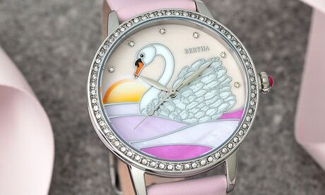 Groupon Goods Global GmbH Bertha Grace Mother-of-Pearl Genuine Leather Watch With Free Delivery Groupon Goods Global GmbH Bertha Grace Mother-of-Pearl Genuine Leather Watch With Free Delivery