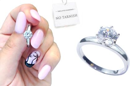 Groupon Goods Global GmbH Ah! Jewellery Rhodium-Bonded Simulated Diamond Ring Groupon Goods Global GmbH Ah! Jewellery Rhodium-Bonded Simulated Diamond Ring