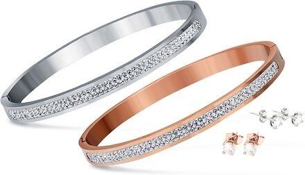 Groupon Goods Global GmbH Pave Bangle and Earring Set Encrusted with Crystals from Swarovski® Groupon Goods Global GmbH Pave Bangle and Earring Set Encrusted with Crystals from Swarovski®