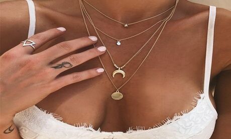 Groupon Goods Global GmbH Four-Piece Multi-Layer Necklace Groupon Goods Global GmbH Four-Piece Multi-Layer Necklace