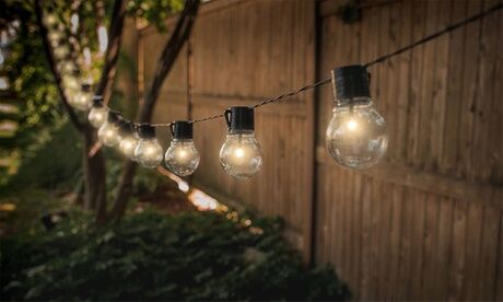Groupon Goods Global GmbH Up to Four Sets of Globrite Solar-Powered Retro-Style Bulb String Lights Groupon Goods Global GmbH Up to Four Sets of Globrite Solar-Powered Retro-Style Bulb String Lights