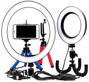 Groupon Goods Global GmbH 16cm or 26cm Five-Piece Dimmable LED Selfie Ring Light Set Groupon Goods Global GmbH 16cm or 26cm Five-Piece Dimmable LED Selfie Ring Light Set