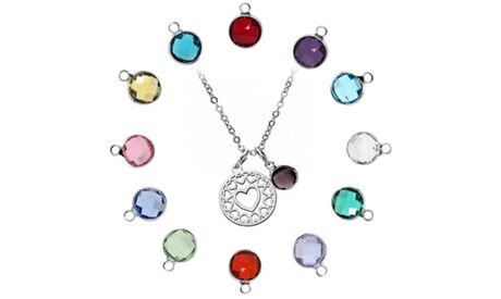 Groupon Goods Global GmbH Hollow Heart Birthstone Necklace