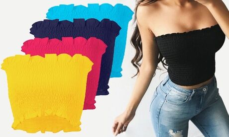 Groupon Goods Global GmbH Women's Sheering Boobtube Crop Top Groupon Goods Global GmbH Women's Sheering Boobtube Crop Top