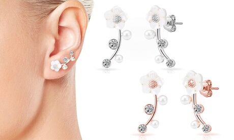 Groupon Goods Global GmbH One, Two or Three Pairs of Philip Jones Daisy Climber Earrings with Crystals from Swarovski®