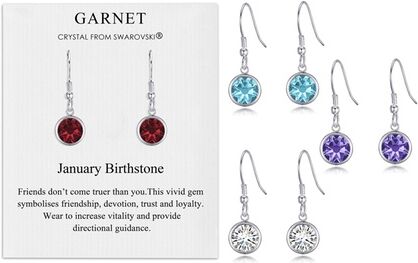 Groupon Goods Global GmbH Philip Jones Birthstone Drop Earrings Made with Crystals from Swarovski®