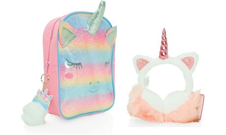 Groupon Goods Global GmbH Unicorn Backpack, Earmuffs and Keyring Set