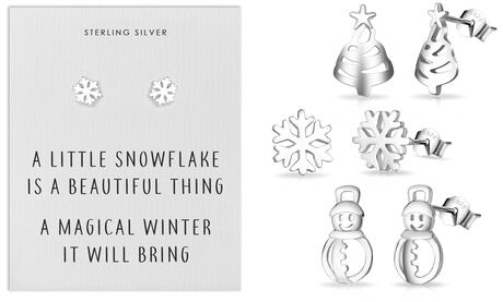 Groupon Goods Global GmbH One, Two or Three Pairs of Philip Jones Sterling Silver Christmas-Themed Earrings