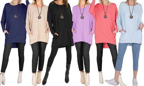 Groupon Goods Global GmbH Oversized Top with Necklace Groupon Goods Global GmbH Oversized Top with Necklace