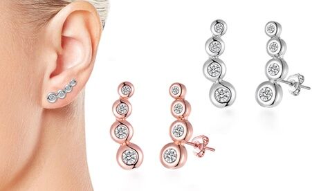 Groupon Goods Global GmbH Four-Stone Climber Earrings with Crystals from Swarovski®