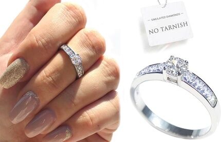 Groupon Goods Global GmbH Ah! Jewellery Stainless Steel Princess Cut Simulated Diamond Ring Groupon Goods Global GmbH Ah! Jewellery Stainless Steel Princess Cut Simulated Diamond Ring