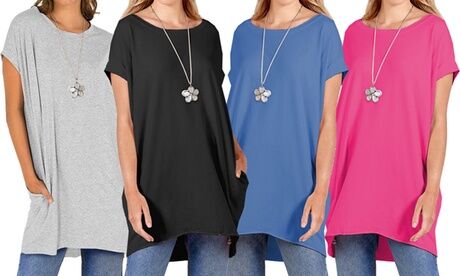 Groupon Goods Global GmbH Women's Sleeveless Oversized Hi-Lo Top with Necklace Groupon Goods Global GmbH Women's Sleeveless Oversized Hi-Lo Top with Necklace