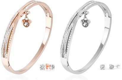 Groupon Goods Global GmbH Thumbs Up Leia Bangle and Earrings with Crystals from Swarovski® Groupon Goods Global GmbH Thumbs Up Leia Bangle and Earrings with Crystals from Swarovski®