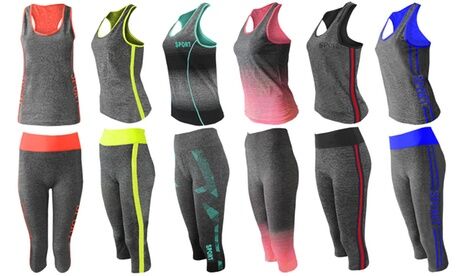 Groupon Goods Global GmbH Women's Capri Leggings and Vest Gym Clothes Set
