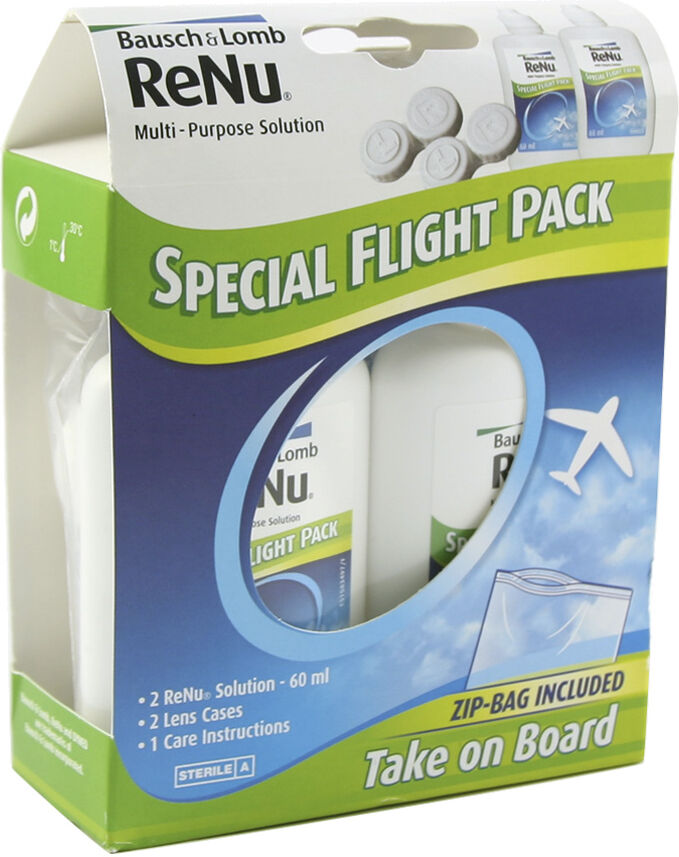 Bausch & Lomb ReNu Multi-Purpose Flight Pack (2*60ml), Contact Lens Cleaning Solution, For Silicone Hydrogel Lenses