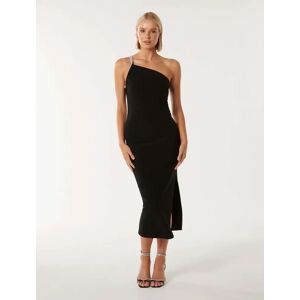 Forever New Women's Jada Embellished Trim Midi Dress in Black, Size 16 Polyester/Elastane/Polyester