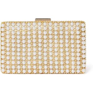 Forever New Women's Kelsey Pearl Hardcase Clutch Bag in Gold/Pearl Synthetic fibre/Glass/Polyester