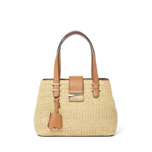 Forever New Women's Bonnie Weave Small Tag Tote Bag in Tan/Natural Polyurethane/Polypropylene Straw/Polyester