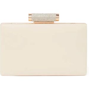 Forever New Women's Jacqui Crystal Clasp Hardcase Clutch Bag in Ivory Polyurethane/Polyester