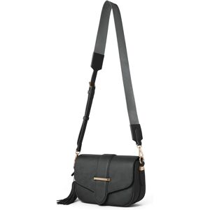 Forever New Women's Signature Thea Tassel Saddle Bag in Black Polyurethane/Polyester