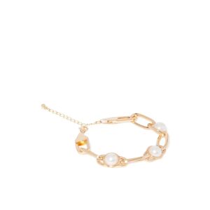 Forever New Women's Signature Blair Link Pearl Bracelet in Pearl & Gold Recycled Zinc/Glass