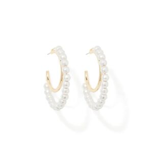 Forever New Women's Signature Gaia Pearl and Metal Hoop Earrings in Pearl & Gold Recycled Zinc/Glass
