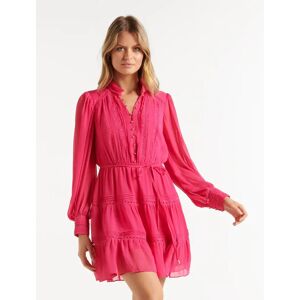 Forever New Women's Tilly Trim Mini Dress in Hot Pink, Size 16 Main/Polyester