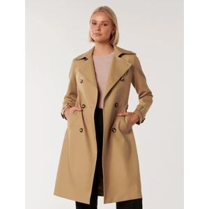 Forever New Women's Denver Trench Mac in Dark Camel, Size 16 Cotton/Elastane/Polyester