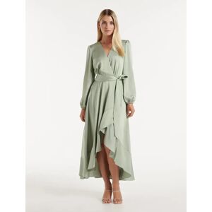 Forever New Women's Susanna High-Low Dress in Sage, Size 6 Main/Polyester
