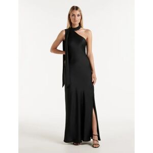 Forever New Women's Remington Asymmetrical Scarf Dress in Black, Size 8 Polyester/Elastane/Polyester