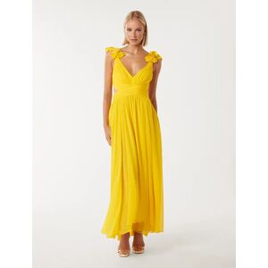 Forever New Women's Selena Ruffle-Shoulder Maxi Dress in Daffodil, Size 6 Main/Polyester