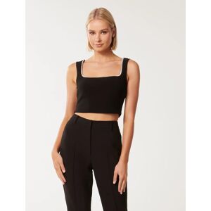 Forever New Women's Reagan Embellished Crop Top in Black, Size X-Small Main/Polyester