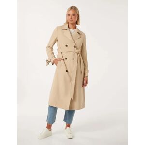 Forever New Women's Darlah Soft Trench Coat in Stone, Size 16 Polyester/Viscose/Elastane