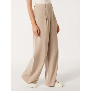 Forever New Women's Fran Wide-Leg Pants in Light Fawn Suit, Size 16 Viscose/Polyester/Viscose