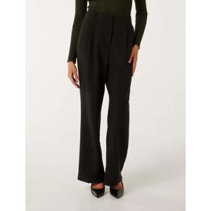 Forever New Women's Tessa Petite Straight Leg Pant in Black, Size 8 Polyester/Viscose/Elastane