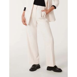 Forever New Women's Tessa Straight-Leg Pants in Oyster White, Size 8 Polyester/Viscose/Elastane