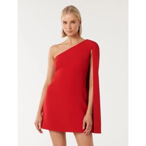 Forever New Women's Hartley Asymmetrical Cape Mini Dress in Red, Size 10 Main/Polyester