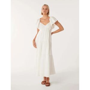 Forever New Women's Karissa Linen Maxi Dress in Porcelain, Size 8 Linen/Viscose