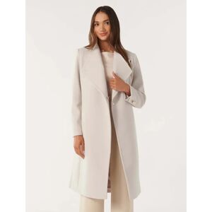 Forever New Women's Brodie Petite Funnel Neck Coat in Cream, Size 14 Polyester/Viscose/Polyester
