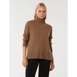 Forever New Women's Mia Relaxed Roll-Neck Knit Jumper in Ponyskin, Size Large Wool/Cashmere