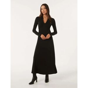 Forever New Women's Kaitlyn Petite Jersey Dress in Black, Size 14 Viscose/Polyester/Elastane